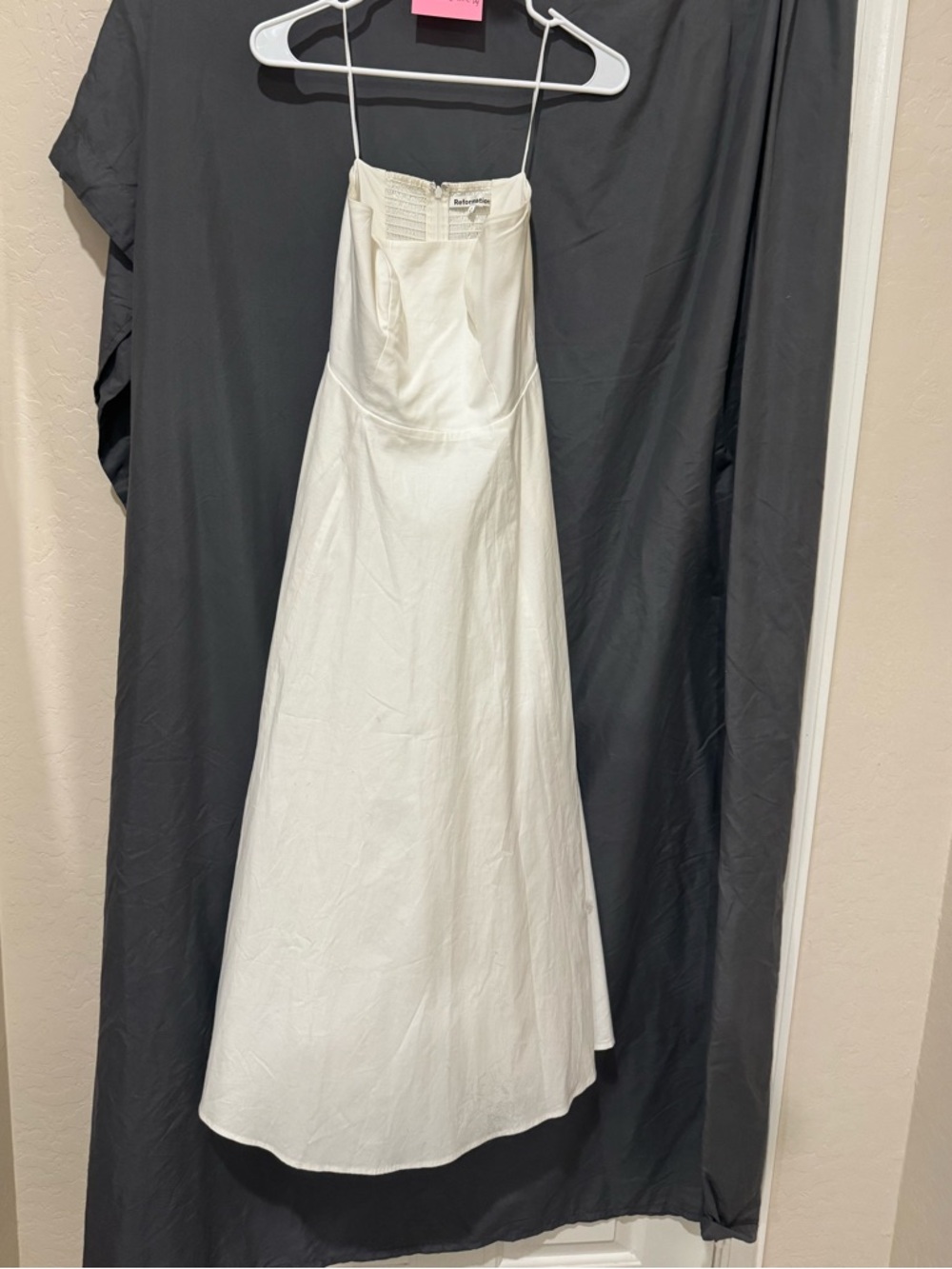 Reformation Strapless Cream Midi Dress with Pockets - Picture 3 of 3
